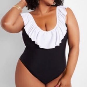 Ashley Stewart Ruffled One Piece Swimsuit Sz 3X